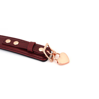 Liebe Seele - Wine Red Curved Collar Met leiband En hartvormig slot - Luxe ontwerp collar