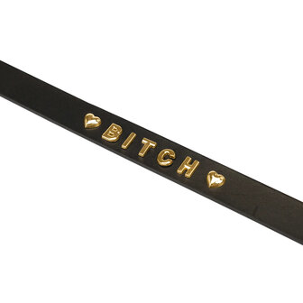 Liebe Seele - Smalle Collar/Choker met gouden letters BITCH - luxe en exclusief ontwerp - zwart/goud