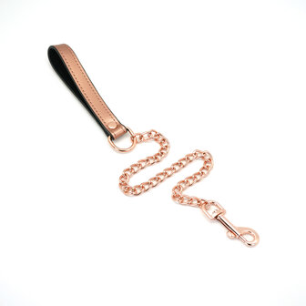 Liebe Seele - Rose Gold Memory Exclusieve Leren Collar en Metalen Leiband - ros&eacute; goud