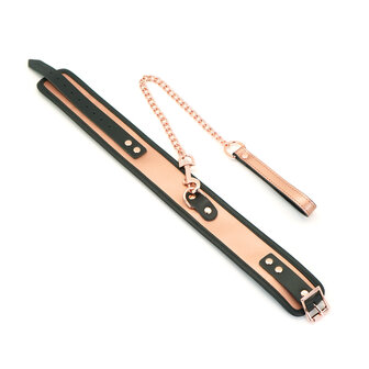 Liebe Seele - Rose Gold Memory Exclusieve Leren Collar en Metalen Leiband - ros&eacute; goud