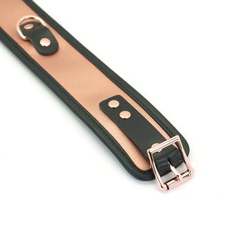 Liebe Seele - Rose Gold Memory Exclusieve Leren Collar en Metalen Leiband - ros&eacute; goud