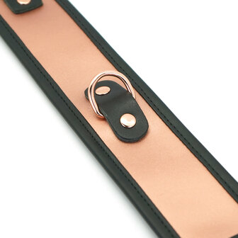 Liebe Seele - Rose Gold Memory Exclusieve Leren Collar en Metalen Leiband - ros&eacute; goud