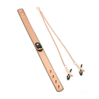 Rose Gold Memory Exclusieve smalle collar met tepelklemmen - ros&eacute; goud