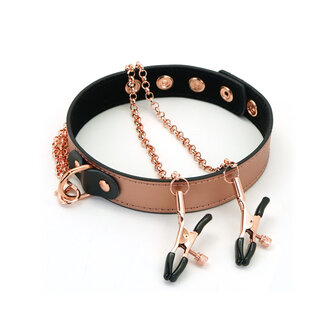 Rose Gold Memory Exclusieve smalle collar met tepelklemmen - ros&eacute; goud