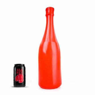 All Black Buttplug Champagnefles 39.5 x 10.5 cm - groot - rood