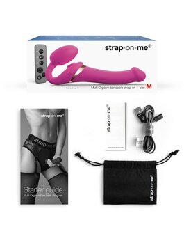 Strap-On-Me Vibrerende Strapless Voorbinddildo met luchtdruk stimulatie - roze - maat L