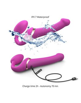 Strap-On-Me Vibrerende Strapless Voorbinddildo met luchtdruk stimulatie - roze - maat L