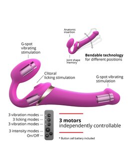Strap-On-Me Vibrerende Strapless Voorbinddildo met luchtdruk stimulatie - roze - maat M