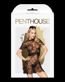 Penthouse - Kanten jurkje met string en haarband POISON COOKIE - zwart