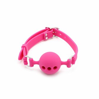 Kiotos - Siliconen Ball Gag Met (adem)gaten - Roze