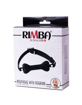 Rimba Latex Play Gag/Mondknevel met hondenbot - zwart