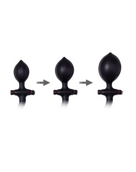 Rimba Latex Play Opblaasbare Siliconen Anaalplug met handvat en pomp - zwart
