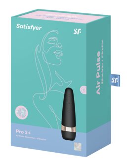 Satisfyer - Pro 3 Luchtdruk Vibrator met extra vibratie - zwart