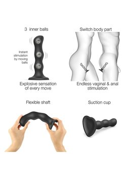 Strap-On-Me Anaal Dildo /Buttplug Geisha Balls met losse roterende balletjes - zwart - maat XL