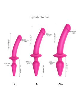 Strap-On-Me Semi-Realistische Switch Plug-In 2-in-1 Dildo &amp; Buttplug - roze - maat S
