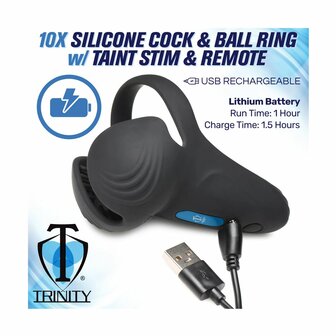 Master Series - 10X Silicone Cock &amp; Ball Ring metTaint Stim &amp; afstandsbediening