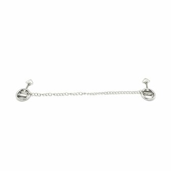 Kiotos Steel - Stalen Tepelklem Ringen Met Ketting - RVS - Lengte Ketting 38 cm