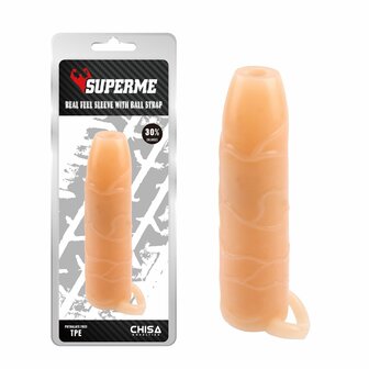 Chisa Novelties - Real Feel Penis Sleeve Met Ball Strap En Open Bovenkant