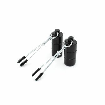 Kiotos Steel - Tepelklemmen - Nipple Pinch Clamps 2x100g Gewichten - RVS - Zwart