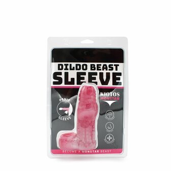 Kiotos Monstar 06 - Penis Sleeve - Penisverlenging - Met Ball Stretcher Opening - Diameter &Oslash; 50 mm - Siliconen - Roze Wit