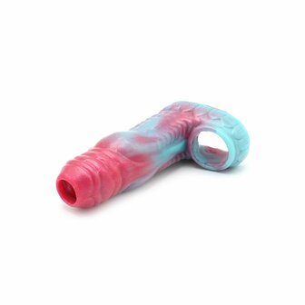 Kiotos Monstar 07 - Penis Sleeve - Penisverlenging - Met Ball Stretcher Opening - Diameter &Oslash; 50 mm - Siliconen - Roze Blauw