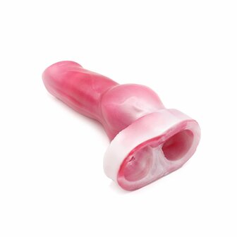 Kiotos Monstar 09 - Penis Sleeve - Penisverlenging - Met Ball Stretcher Opening - Lengte 205 mm - Siliconen - Roze Wit
