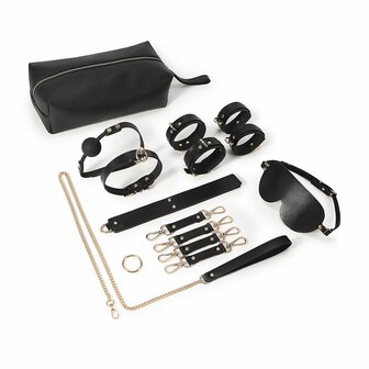 BDSM Fancy 9 Item Kit - Luxe Draagtas met 9 Verschillende BDSM Artikelen - Zwart