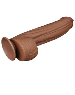 Lovetoy - Dildo -Sliding Skin Dildo - Lengte 31 cm - Bruin