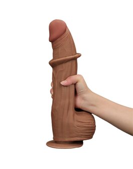 Lovetoy - Dildo - Sliding Skin Dildo - Lengte 31 cm - Bruin