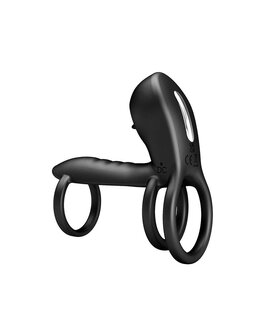 Pretty Love - Jammy - Cockring Vibrator met Clitoris Stimulator - Zwart - Unieke Drievoudige Ringontwerp