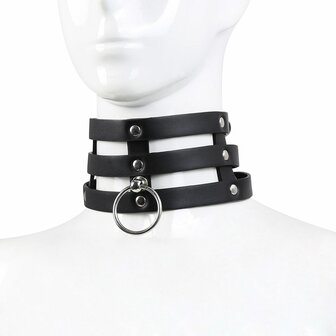 Kiotos Leather Tripple O-Ring Collar - Body Safe Kunstleer - Circumference: 29/38 mm - 60 gr