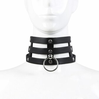 Kiotos Leather Tripple O-Ring Collar - Body Safe Kunstleer - Circumference: 29/38 mm - 60 gr