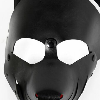 Kiotos - Puppy Masker - Dog Hood - Kunstleer - Zwart