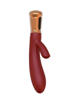 Viotec Mina - Vibrator - Tarzan Vibrator - Rabbit Vibrator - Dubbele Stimuatie - Goud en Wijnrood - Luxueus Zacht Siliconen