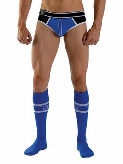 Mister B - URBAN Football Socks - Voetbalsokken met binnenzakje - blauw/zwart