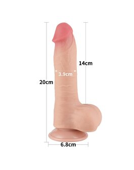 LoveToy - Dildo - Glijdende Huid Dildo - Lengte 20 cm - Diameter 3.9 cm - Lichte Huidskleur