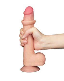 LoveToy - Dubbellaags Dildo - Glijdende Huid Dildo - Lengte 22 cm - Diameter &Oslash; 3.7 cm - Lichte Huidskleur