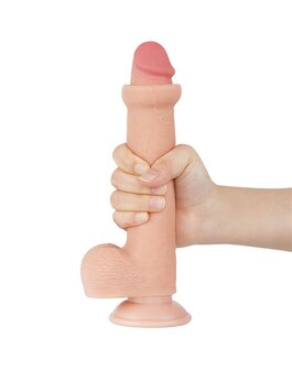 LoveToy - Dubbellaags Dildo - Glijdende Huid Dildo - Lengte 22 cm - Diameter &Oslash; 3.7 cm - Lichte Huidskleur