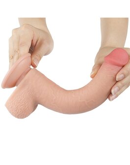 LoveToy - Dubbellaags Dildo - Glijdende Huid Dildo - Lengte 22 cm - Diameter &Oslash; 3.7 cm - Lichte Huidskleur