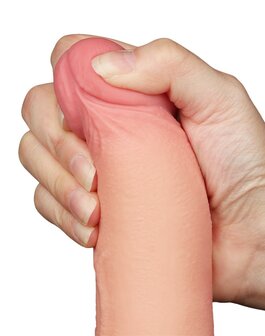 LoveToy - Dubbellaags Dildo - Glijdende huid Dildo - Lengte 20 cm - Diameter 4 cm - Lichte Huidskleur - TPE