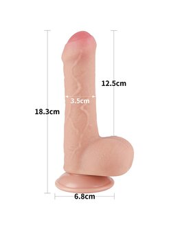 LoveToy - Sliding Skin Dildo - Dubbellaagse Dildo - Lengte 18.3 cm - Diameter 3.5 cm - Lichte Huidskleur