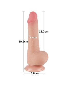 LoveToy - Glijdende Huid Dildo - Dubbellaags Dildo - 19,5 cm x 3,6 cm - Lichte huidskleur