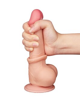 LoveToy - Glijdende Huid Dildo - Dubbellaags Dildo - Lengte 19.5 cm - Diameter 3.6 cm - Lichte huidskleur