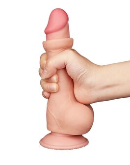 LoveToy - Glijdende Huid Dildo - Dubbellaags Dildo - 19,5 cm x 3,6 cm - Lichte huidskleur