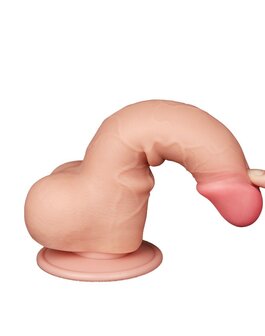 LoveToy - Glijdende Huid Dildo - Dubbellaags Dildo - 19,5 cm x 3,6 cm - Lichte huidskleur