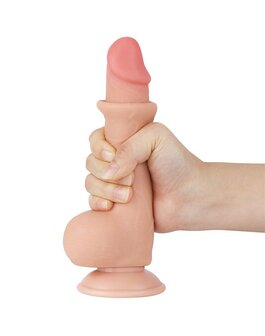 LoveToy - Glijdende Huid Dildo - Dubbellaags Dildo - Lengte 19.5 cm - Diameter 3.6 cm - Lichte huidskleur