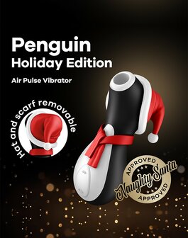Satisfyer - Penguin Holiday Edition - Luchtdruk Stimulator - USB-oplaadbaar - Zwart, Rood &amp; Wit