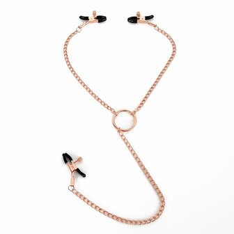 Kiotos Steel Rose Gold Nipples &amp; Clit Clamps - Tepel en Clitoris Ketting - Elegant en Intens