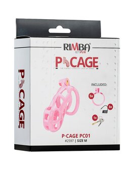 Rimba - P-Cage PC01 - Kunststof Kuisheidskooi - Peniskooi - Chastity - Roze - Medium