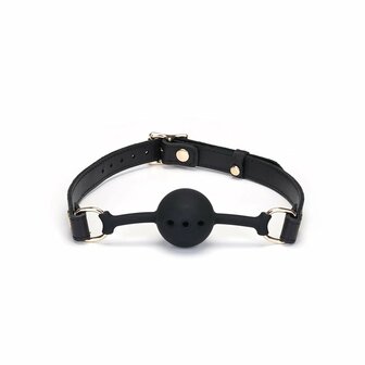 Liebe Seele - Demon&#039;s Kiss Leren Ball Gag - Luxe En exclusief ontwerp - Zwart/Goud